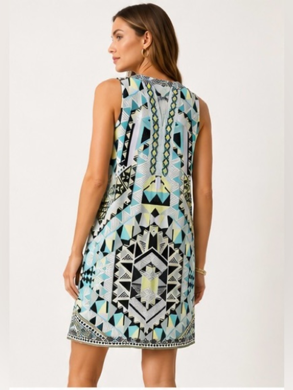 NWT Hale Bob Beaded Geometric Beaded Shift Dress L Resort MSRP $328 - Picture 3 of 10